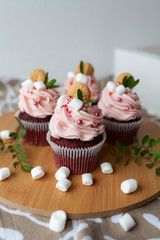 cupcakes with cream and sprinkles