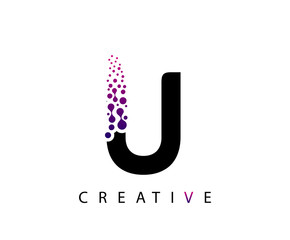 Abstract U Letter , Molecules U technology logo design.