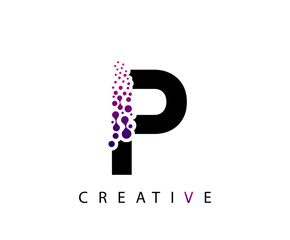 Abstract P Letter , Molecules P technology logo design.