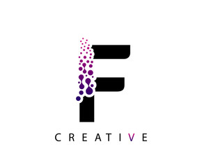 Abstract F Letter , Molecules F technology logo design.