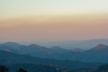 View of mountains and sky in the morning in northern Thailand
