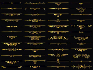 Dividers design gold element vintage set