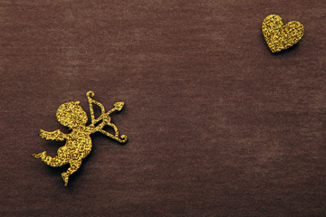 gold cupid heart paper background 