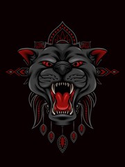 Angry Panther mandala ornament