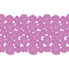 purple flowers seamless border pattern white background