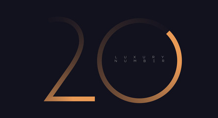 Golden line two - zero numbers vector font alphabet, modern minimal luxury flat design for your unique design elements ; logo, corporate identity, application, creative poster & more EPS