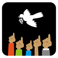 bird and hand, vector illustration icon, black background