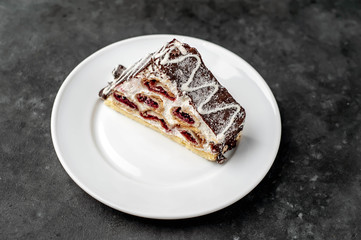 winter cherry cake in a white plate
