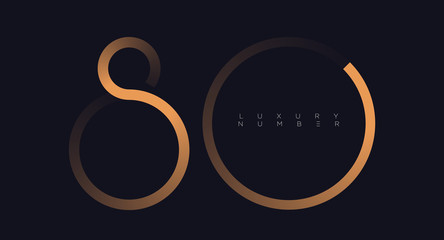 Golden line eight - zero numbers vector font alphabet, modern minimal luxury flat design for your unique design elements ; logo, corporate identity, application, creative poster & more EPS