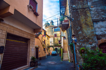 Beautiful Italian street of a small old provincial town