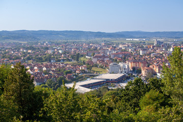 Panorama city of Jagodina. Central Serbia