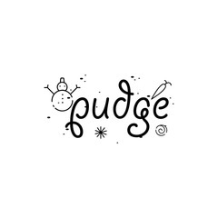 pudge lettering label design template