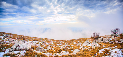 panoramic view of nature mountain winter landscape