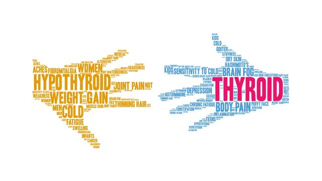 Thyroid animated word cloud on a white background. 