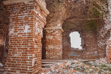 Abandoned Savior Church in Saltykovo, an inactive Christian church, the interior of an abandoned church