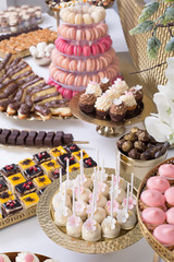 details of candy bar with fresh sweets