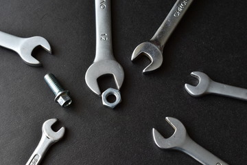 Various iron car keys and tools