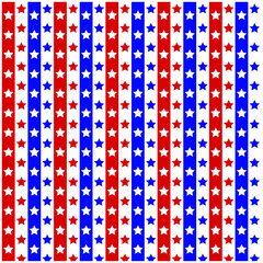Fototapeta na wymiar American Independence Day red blue white stars. USA flag colors stylish fourth of july wallpaper. Festive seamless background in national colors USA. Vector illustration