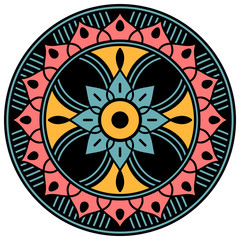 Ethnic Mandala Ornament. Arabic, Pakistan, Moroccan, Turkish, Indian, Spain motifs