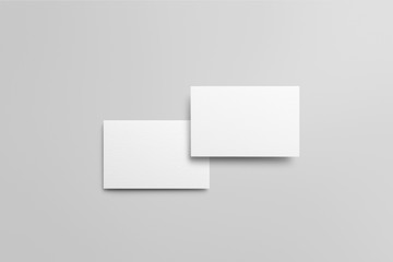 Real photo, business card mockup template, front and back, isolated on light grey background to place your design. 