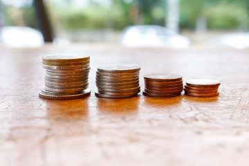 Rows of coins for finance and banking concept