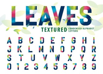 Vector of leaves Texture Alphabet Letters and numbers, Modern palm leaf Letter
