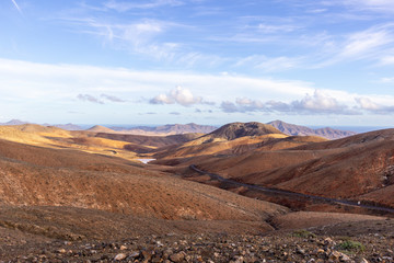 Panoramic view at landscape between Pajara and La Pared   on canary island Fuerteventura