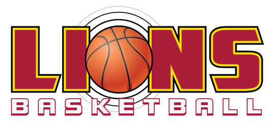 Lions Basketball Design is a sports design template that includes graphic text and a flying ball. Great for advertising and promotion such as t-shirts for teams or schools.