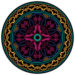 Ethnic Mandala Ornament. Arabic, Pakistan, Moroccan, Turkish, Indian, Spain motifs