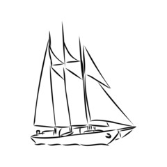 sailing ship on white background