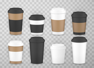 Coffee cups to go with lids realistic set