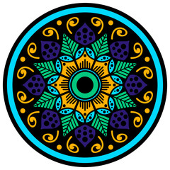 Ethnic Mandala Ornament. Arabic, Pakistan, Moroccan, Turkish, Indian, Spain motifs