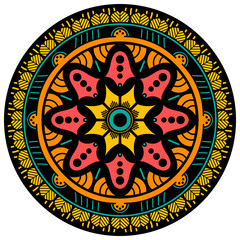 Ethnic Mandala Ornament. Arabic, Pakistan, Moroccan, Turkish, Indian, Spain motifs