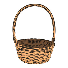 empty wicker basket isolated on white background