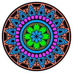 Ethnic Mandala Ornament. Arabic, Pakistan, Moroccan, Turkish, Indian, Spain motifs