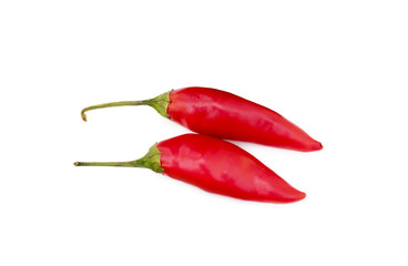 Red hot peppers isolated on white background