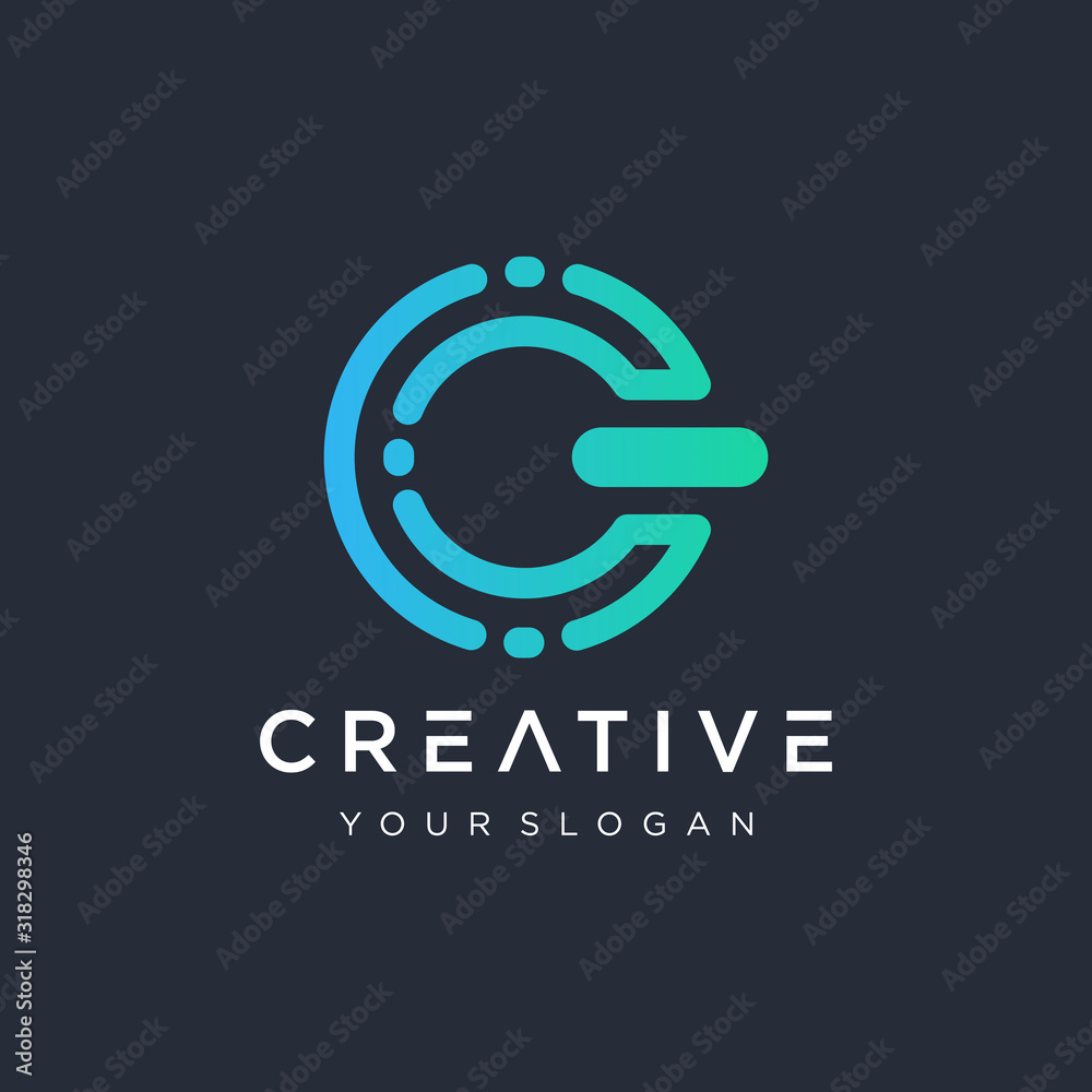 Fototapete initial c logo design modern monogram and elegant. logo the letter c in the form of abstract line ar
