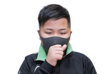 Asian young man wearing a mask