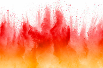 Explosion of multicolored dust on white background. - 318298950
