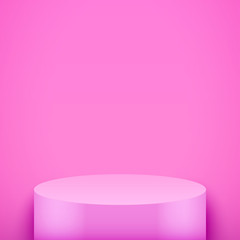 Light box with Pink presentation circle podium on light backdrop. Editable Background Vector illustration.