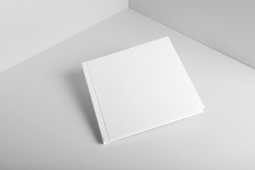 Blank square brochure magazine mockup template isolated on grey, with changeable background