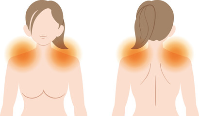 温まった肩　上半身　女性　輪郭なし