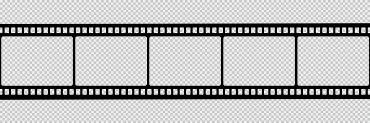 Film strip isolated vector icon. Retro picture with film strip icon. Film strip roll. Video tape photo film strip frame vector.