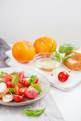 preparation of the famous Italian Caprese salad