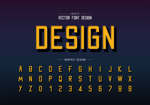 Black shadow font and alphabet vector, Typeface and letter number design