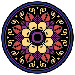 Mandala decorative ornament. Can be used for greeting card, phone case print, etc. Hand drawn background