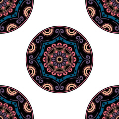Mandala seamless pattern. Islam, Arabic, Pakistan, Moroccan, Turkish, Indian, Spain motifs