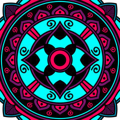 Ethnic Mandala Ornament. Arabic, Pakistan, Moroccan, Turkish, Indian, Spain motifs