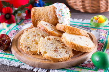 Homemade Easter cake with with traditional decoration