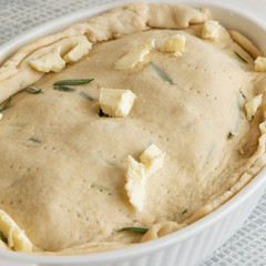 Cooking Italian schiacciata with vegetables, homemade bakery themes, culinary and food concept